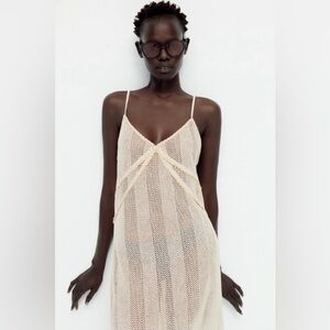 ZARA Crochet Swim Cover up Maxi Dress